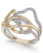 Diamond Abstract Statement Ring (3/8 Ct. T.w.) In 14k Gold & White Gold