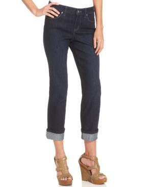 Style&co. Curvy-fit Embellished-cuff Capri Jeans, Rinse Wash