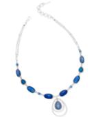 Nine West Silver-tone Blue Stone Orbital Pendant Necklace