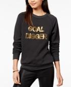 Bow & Drape Goal Digger Sequined Graphic Sweatshirt