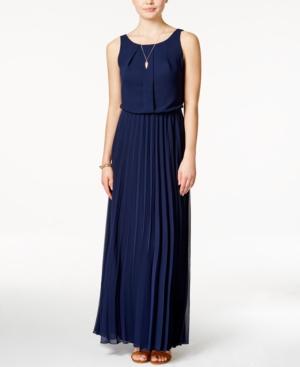 B Darlin Juniors' Sleeveless Pleated Maxi Dress