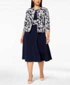 Jessica Howard Plus Size Ruched Dress & Floral-print Jacket