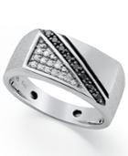 Men's Sterling Silver Ring, Black And White Diamond Ring (1/4 Ct. T.w.)
