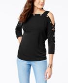 Thalia Sodi Off-the-shoulder Dolman Grommet Knit Top, Created For Macy's