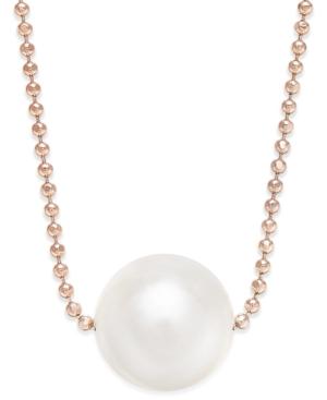 Cultured Freshwater Pearl (10mm) Floating Pendant Necklace In 14k Rose Gold-plated Sterling Silver