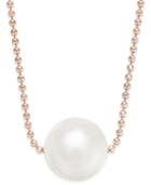 Cultured Freshwater Pearl (10mm) Floating Pendant Necklace In 14k Rose Gold-plated Sterling Silver