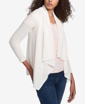 Tommy Hilfiger Lace-contrast Waterfall Cardigan, Created For Macy's