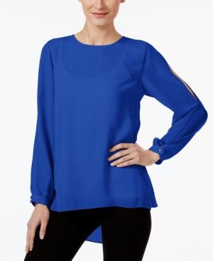 Vince Camuto Printed Split-sleeve Top, Created For Macy's