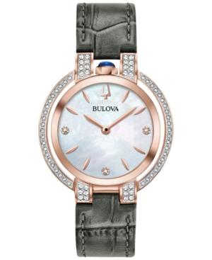 Bulova Women's Rubaiyat Diamond (1/3 Ct. T.w.) Gray Leather Strap Watch 35mm