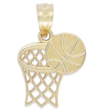 Basketball And Hoop Charm In 14k Gold