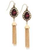 Thalia Sodi Gold-tone Red-stone Teardrop Linear Earrings, Only At Macy's