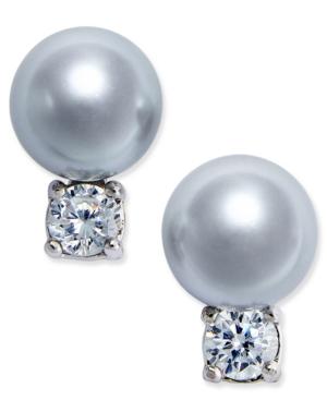 Kate Spade New York Silver-tone Imitation Pearl And Crystal Stud Earrings