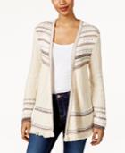 Style & Co Striped Fringe Cardigan, Created For Macy's