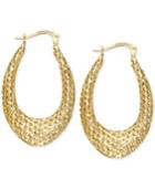 Diamond-cut Puffed Oval Earrings In 14k Gold