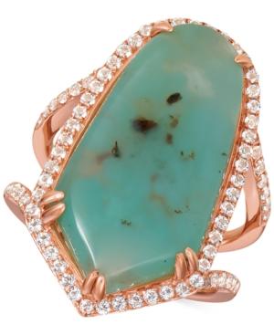 Le Vian Turquoise Aquaprase (25 X 13mm) & White Topaz (5/8 Ct. T.w.) Ring In 14k Rose Gold