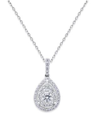 Diamond Cluster Pendant Necklace (5/8 Ct. T.w.) In 14k White Gold