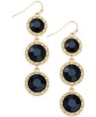 Inc International Concepts Gold-tone Jet Stone And Pave Triple Drop Earrings, Only At Macy's