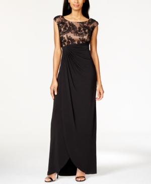 Connected Plus Size Soutache Faux-wrap Gown