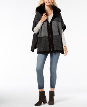 Steve Madden Undercover Faux-fur Hooded Poncho
