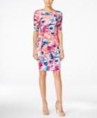 Inc International Concepts Elbow-sleeve Printed Dress, Only At Macy's