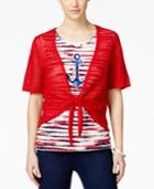 Alfred Dunner Printed Layered-look Cardigan Top