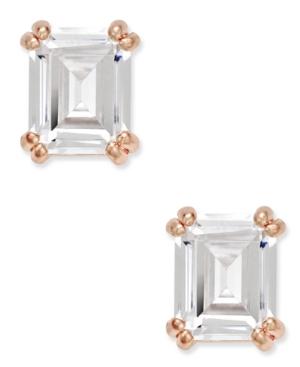 Inc International Concepts Rose Gold-tone Emerald-cut Crystal Stud Earrings, Only At Macy's