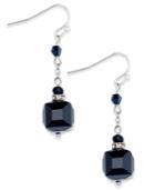 Inc International Concepts Silver-tone Jet Cube Stone Linear Drop Earrings, Only At Macy's