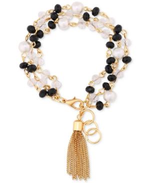 Guess Gold-tone Beaded Tassel Link Bracelet