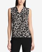 Calvin Klein Twisted Animal-print Shell, Regular & Petite