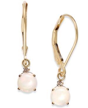Opal Leverback Earrings In 14k Gold (3/4 Ct. T.w.)