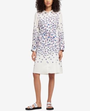 Dkny Floral-print Drawstring-waist Shirtdress, Created For Macy's