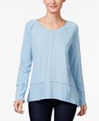 Style & Co Raw-edge Scoop-neck Top, Created For Macy's