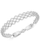 Swarovski Silver-tone Crystal Pave Wavy Openwork Bracelet