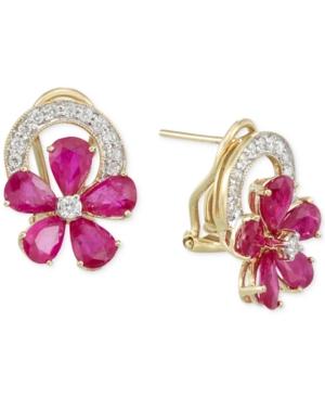 Rare Featuring Gemfields Certified Ruby (5/8 Ct. T.w.) And Diamond (1/2 Ct. T.w.) Earrings In 14k Gold