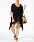 Becca Etc Plus Size Wanderer Fringe Cover-up Dress Women's Swimsuit