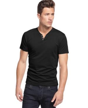 Alfani Big And Tall Solid Split-neck T-shirt