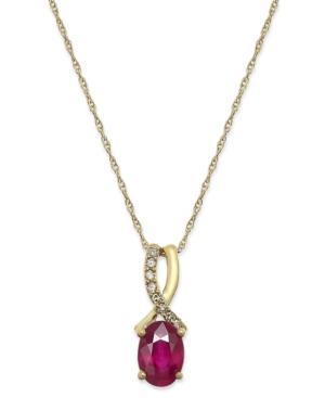 Ruby (9/10 Ct. T.w.) And Diamond Accent Oval Pendant Necklace In 14k Gold