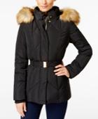 Jones New York Faux-fur-trim Belted Down Coat