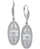 Diamond (3/8 Ct. T.w.) Oval Openwork Drop Earrings In Sterling Silver