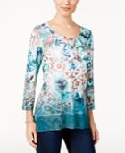 Jm Collection Printed Chiffon-hem Top, Only At Macy's