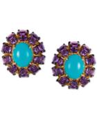 Le Vian Robin's Egg Turquoise (3-7/8 Ct. T.w.) And Grape Amethyst (6-5/8 Ct. T.w.) Stud Earrings In 14k Gold
