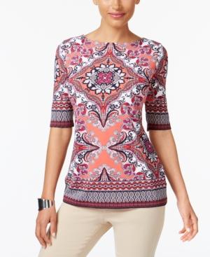 Charter Club Scarf-print Top, Created For Macy's