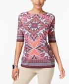 Charter Club Scarf-print Top, Created For Macy's