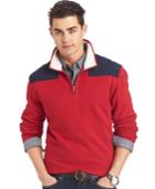Izod Mock-neck Colorblocked Quarter-zip Fleece Sweater