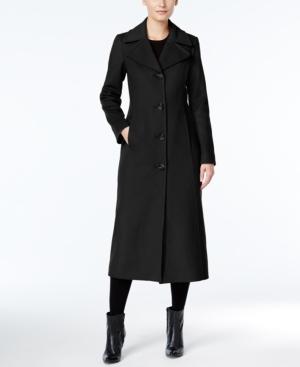 Anne Klein Petite Wool-cashmere Blend Notch-collar Maxi Walker Coat