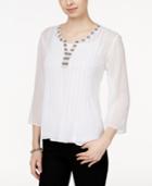 Style & Co. Embellished Pleated Blouse, Only At Macy's
