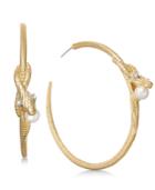 Thalia Sodi Extra Large Gold-tone Crystal & Imitation Pearl Hoop Earrings, 2.5, Created For Macy's