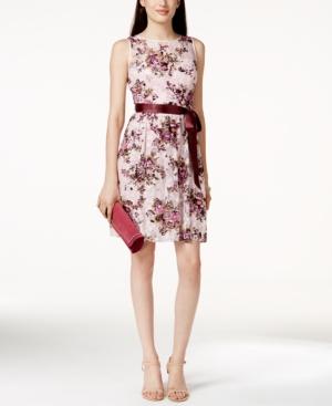 Adrianna Papell Sleeveless Printed Lace Dress