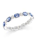 Anne Klein Silver-tone Blue Stone Stretch Bracelet