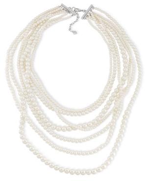Carolee Silver-tone Glass Pearl Layered Strand Necklace